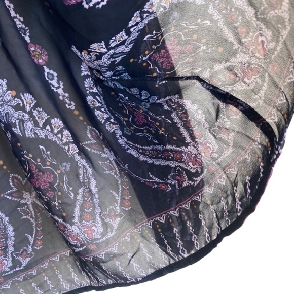 Knox Rose Boho Fairycore Goth Velvet Detail Peasant Blouse Black Pink Sheer Sz L - Picture 11 of 13